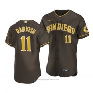 Maglia Baseball Uomo San Diego Padres Yu Darvish Autentico Road Marrone