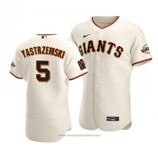 Maglia Baseball Uomo San Francisco Giants Mike Yastrzemski Autentico Primera Crema