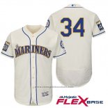 Maglia Baseball Uomo Seattle Mariners 34 Felix Hernandez Crema 2017 Flex Base