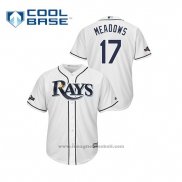 Maglia Baseball Uomo Tampa Bay Rays Austin Meadows 2019 Postseason Cool Base Bianco