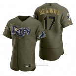 Maglia Baseball Uomo Tampa Bay Rays Austin Meadows Camouflage Digitale Verde 2021 Salute To Service