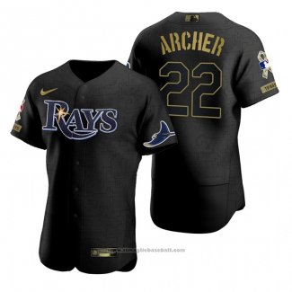 Maglia Baseball Uomo Tampa Bay Rays Chris Archer Nero 2021 Salute To Service