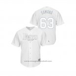 Maglia Baseball Uomo Tampa Bay Rays Diego Castillo 2019 Players Weekend Replica Bianco