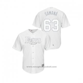 Maglia Baseball Uomo Tampa Bay Rays Diego Castillo 2019 Players Weekend Replica Bianco