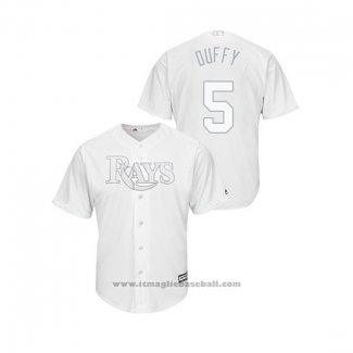 Maglia Baseball Uomo Tampa Bay Rays Matt Duffy 2019 Players Weekend Replica Bianco