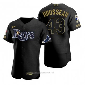 Maglia Baseball Uomo Tampa Bay Rays Mike Brosseau Nero 2021 Salute To Service