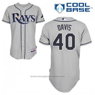 Maglia Baseball Uomo Tampa Bay Rays Wade Davis 40 Grigio Cool Base