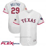 Maglia Baseball Uomo Texas Rangers 2017 Stelle e Strisce Adrian Beltre Bianco Flex Base