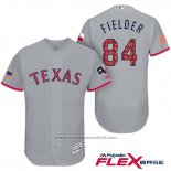 Maglia Baseball Uomo Texas Rangers 2017 Stelle e Strisce Prince Fielder Grigio Flex Base