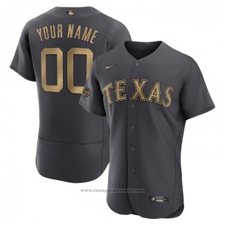 Maglia Baseball Uomo Texas Rangers Personalizzate 2022 All Star Autentico Grigio