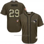 Maglia Baseball Uomo Toronto Blue Jays 29 Devon Travis Verde Salute To Service