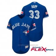 Maglia Baseball Uomo Toronto Blue Jays J.a. Happ 2018 Stars & Stripes Flex Base Blu