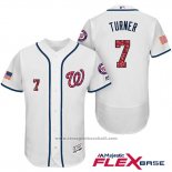 Maglia Baseball Uomo Washington Nationals 2017 Stelle e Strisce Trea Turner Bianco Flex Base