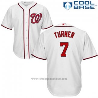 Maglia Baseball Uomo Washington Nationals 7 Trea Turner Bianco Cool Base