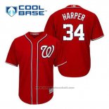 Maglia Baseball Uomo Washington Nationals Bryce Harper 34 Rosso Alternato Cool Base