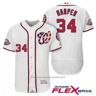 Maglia Baseball Uomo Washington Nationals Bryce Harper Bianco 2018 All Star Home Alternato Flex Base