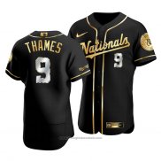 Maglia Baseball Uomo Washington Nationals Eric Thames Golden Edition Autentico Nero Or