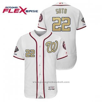 Maglia Baseball Uomo Washington Nationals Juan Soto 2019 Gold Program Flex Base Bianco