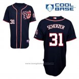 Maglia Baseball Uomo Washington Nationals Max Scherzer 31 Blu Alternato Cool Base