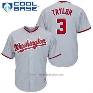 Maglia Baseball Uomo Washington Nationals Michael Taylor 3 Grigio Cool Base