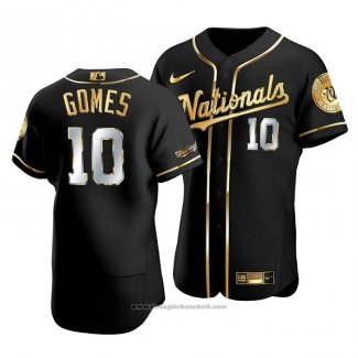 Maglia Baseball Uomo Washington Nationals Yan Gomes Golden Edition Autentico Nero Or