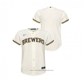 Maglia Baseball Bambino Milwaukee Brewers Replica Primera Crema