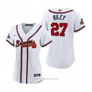 Maglia Baseball Donna Atlanta Braves Austin Riley 2022 Gold Program Replica Bianco