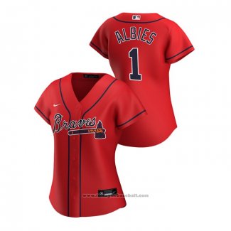 Maglia Baseball Donna Atlanta Braves Ozzie Albies 2020 Replica Alternato Rosso