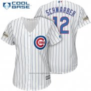 Maglia Baseball Donna Chicago Cubs 2017 Postseason 12 Kyle Schwarber Bianco Cool Base