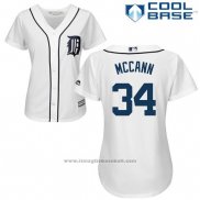 Maglia Baseball Donna Detroit Tigers 34 James Mccann Bianco Autentico Collection Cool Base