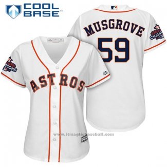 Maglia Baseball Donna Houston Astros 2017 World Series Campeones Joe Musgrove Bianco Cool Base