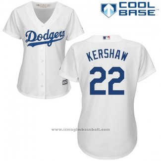 Maglia Baseball Donna Los Angeles Dodgers Clayton Kershaw Cool Base Bianco