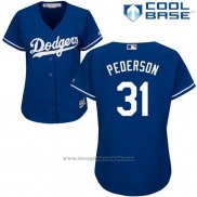 Maglia Baseball Donna Los Angeles Dodgers Joc Pederson Cool Base Blu