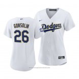 Maglia Baseball Donna Los Angeles Dodgers Tony Gonsolin 2021 Gold Program Replica Bianco