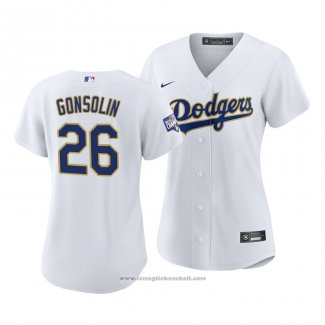 Maglia Baseball Donna Los Angeles Dodgers Tony Gonsolin 2021 Gold Program Replica Bianco