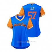 Maglia Baseball Donna Miami Marlins Elieser Hernandez 2018 LLWS Players Weekend Lilo Blu