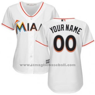 Maglia Baseball Donna Miami Marlins Personalizzate Bianco