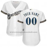 Maglia Baseball Donna Milwaukee Brewers Personalizzate Bianco