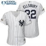 Maglia Baseball Donna New York Yankees 2017 Postseason Jacoby Ellsbury Bianco Cool Base