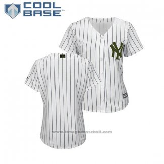 Maglia Baseball Donna New York Yankees 2018 Memorial Day Cool Base Bianco