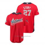 Maglia Baseball Uomo All Star Colorado Rockies Trevor Story 2018 Home Run Derby National League Rosso