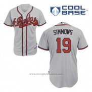 Maglia Baseball Uomo Atlanta Braves 19 Andrelton Simmons Grigio Cool Base