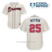 Maglia Baseball Uomo Atlanta Braves 25 Cameron Maybin Crema Alternato Cool Base