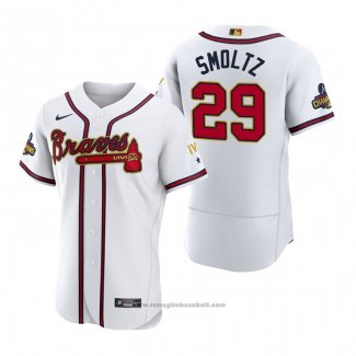 Maglia Baseball Uomo Atlanta Braves John Smoltz 2022 Gold Program Autentico Bianco