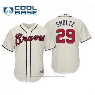 Maglia Baseball Uomo Atlanta Braves John Smoltz Cool Base Alternato 2019 Crema