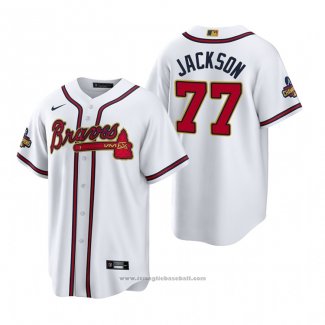 Maglia Baseball Uomo Atlanta Braves Luke Jackson 2022 Gold Program Replica Bianco