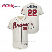 Maglia Baseball Uomo Atlanta Braves Nick Markakis Autentico Flex Base Crema