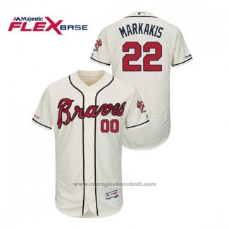 Maglia Baseball Uomo Atlanta Braves Nick Markakis Autentico Flex Base Crema