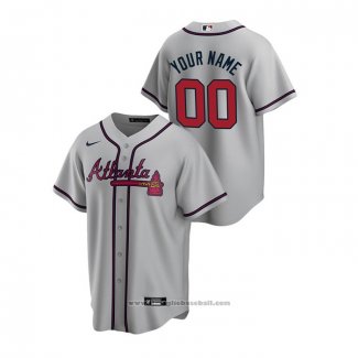 Maglia Baseball Uomo Atlanta Braves Personalizzate 2020 Replica Road Grigio