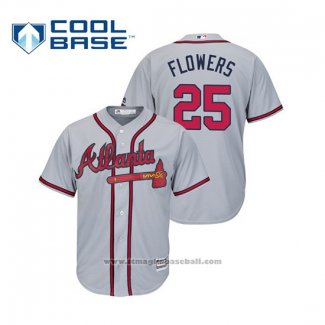 Maglia Baseball Uomo Atlanta Braves Tyler Flowers Cool Base Road 2019 Grigio